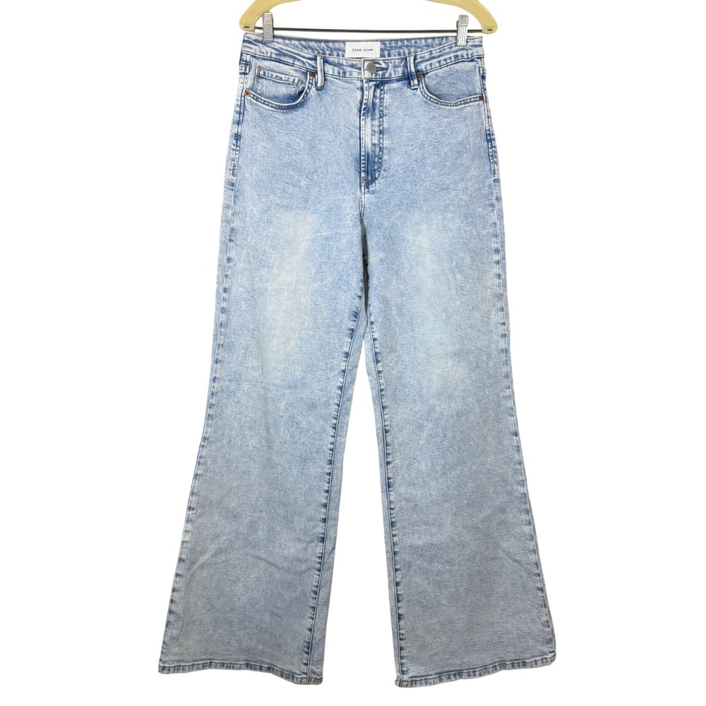 Dear John Wide Leg Jeans Womens 30x30 Fiona Light Wash Baggy High Rise Stretch